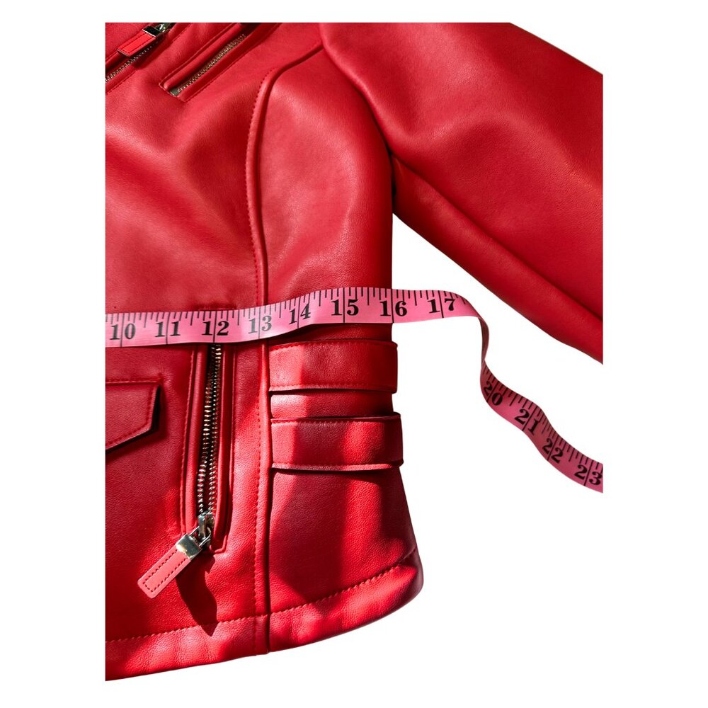 Express Red Color Block Minus The Faux Leather Mo… - image 7